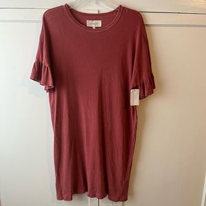 NWT The GREAT. Ruffle T-Shirt Dress Sheath XS